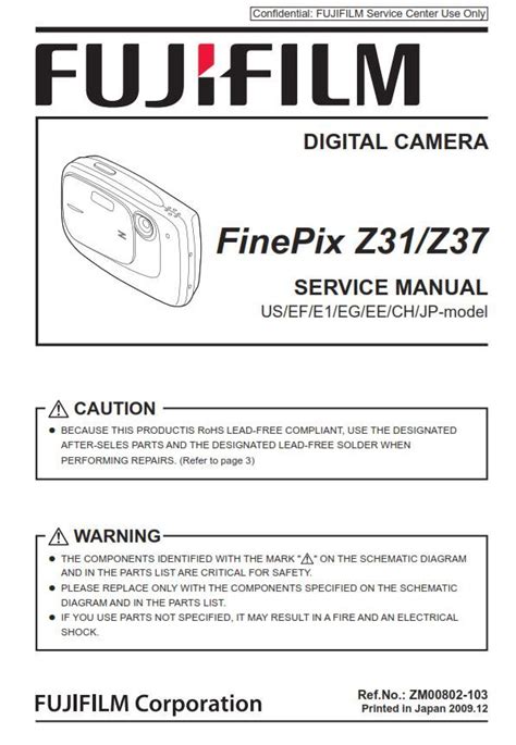 Fujifilm Fuji Finepix Z31 Z37 Service Manual Repair Guide