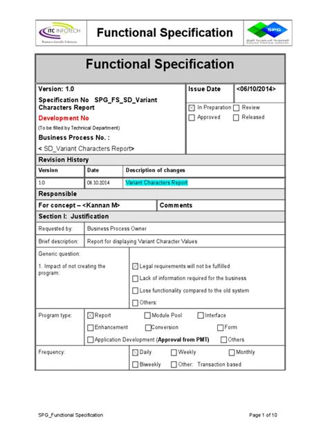 Functional Specification Template Doc
