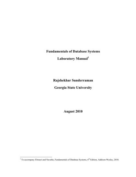 Fundamentals Of Database Systems Laboratory Manual1