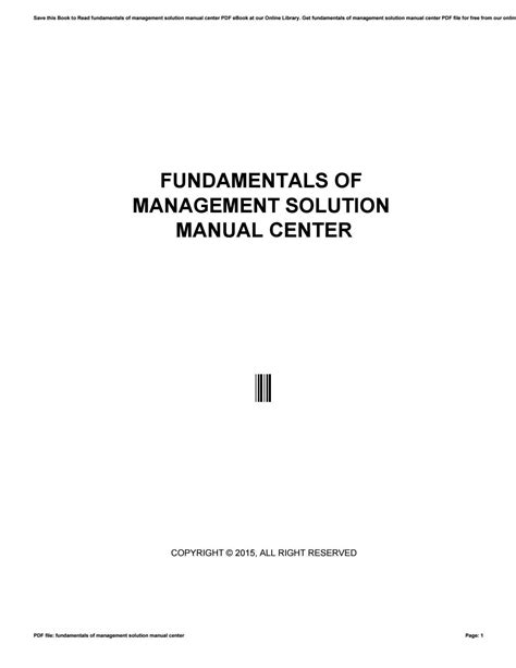 Fundamentals Of Management Solution Manual Center