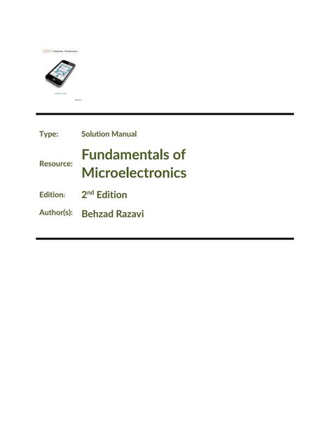 Fundamentals Of Microelectronics By Razavi Solution Manual