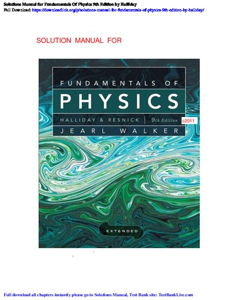 Fundamentals Of Physics 9e Solution Manual