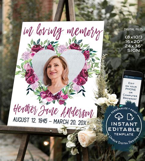 Funeral Memory Board Template