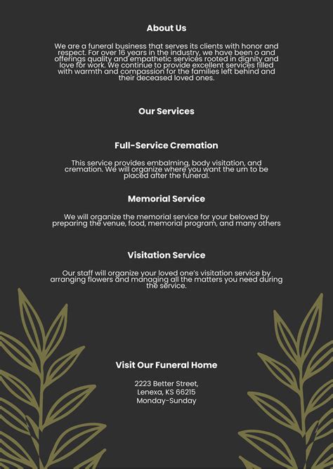 Funeral Service Handout Template