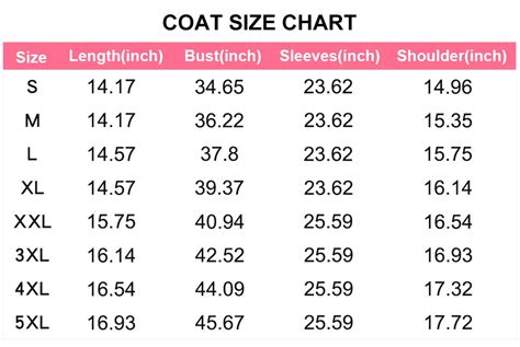 Fur Coat Size Chart