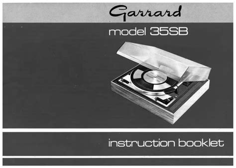 Garrard 35sb Turntable Owner Manual Vintage