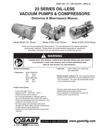 Gast Vacuum Pumps Wiring Diagram