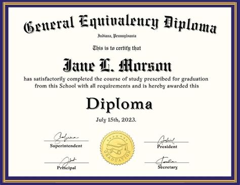 Ged Diploma Template