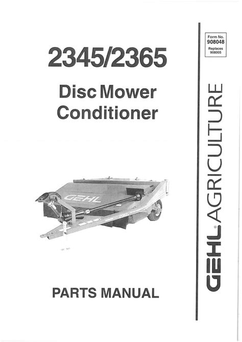 Gehl 2345 2365 Disc Mower Conditioner Parts Manual Downloa