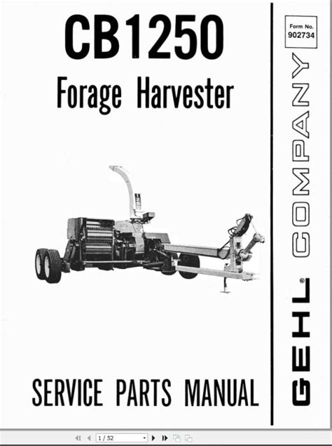 Gehl Cb1250 Forage Harvester Parts Manual