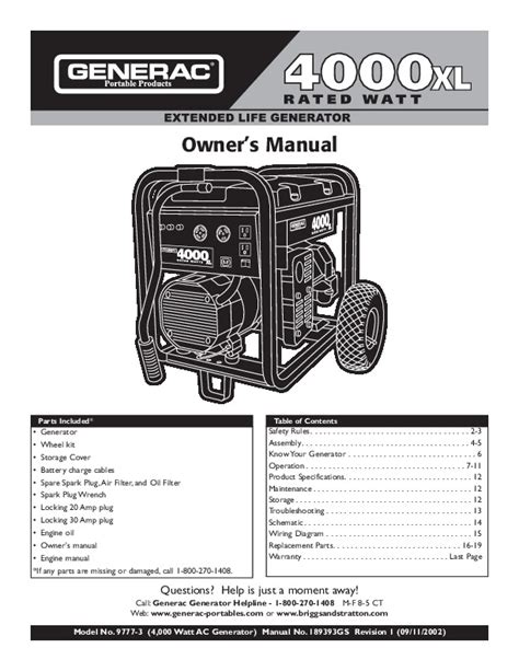 Generac Generator 4000xl Service Manual