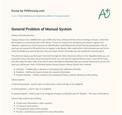 General Problems With Manual System