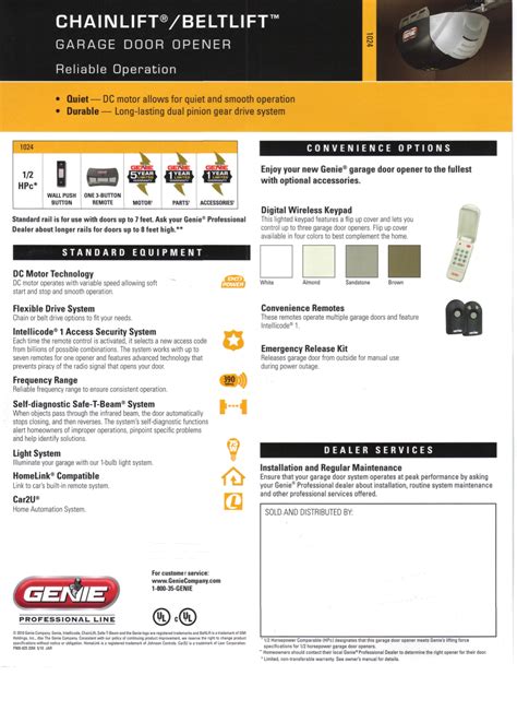 Genie Garage Door Opener Model 1024 Manual