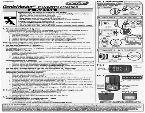 Genie Intellicode Model Is550 A Manual