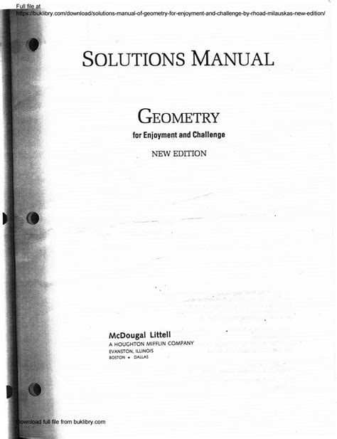 Geometry For Enjoyment And Challenge Solution Manual