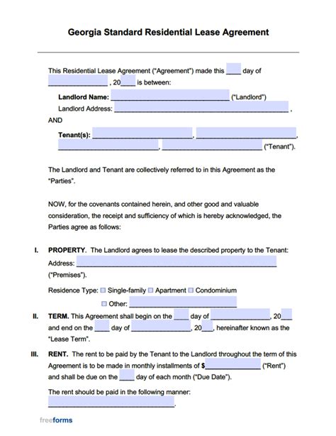 Georgia Lease Template