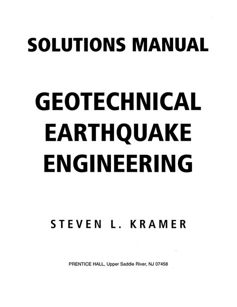 Geotechnical Earthquake Engineering Kramer Solution Manual