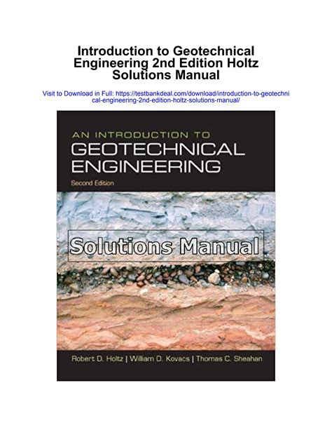 Geotechnical Engineering Holtz Solution Manual