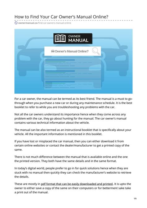 Get your Car Owners Manual