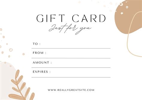 Gift Card Templates Free Printable