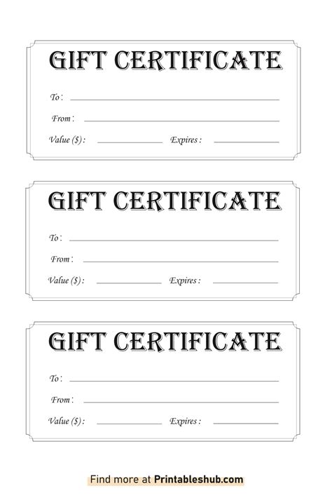 Gift Certificates Free Printable