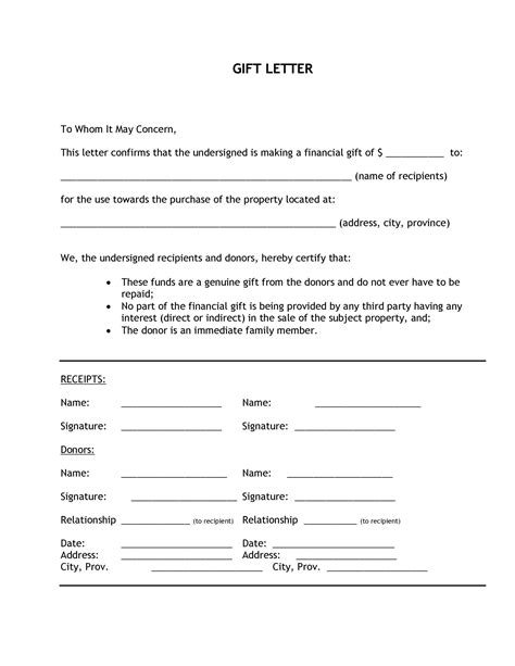 Gift Letter Templates