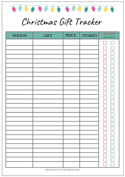 Gift Tracker Template Google Sheets Free