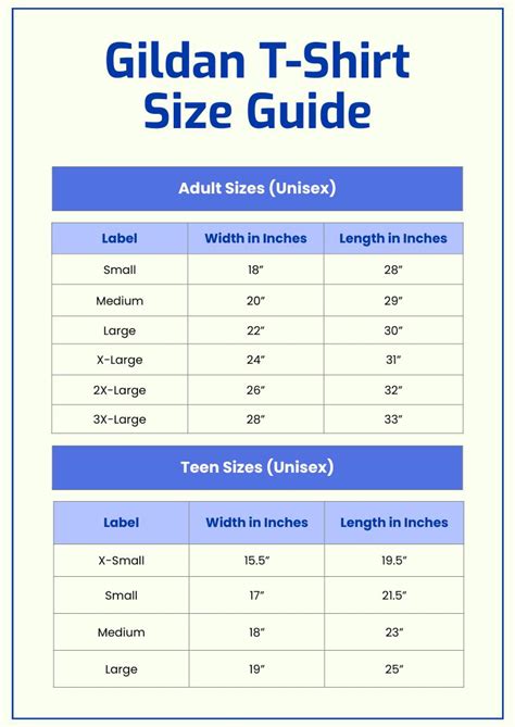 Gildan Activewear Size Chart