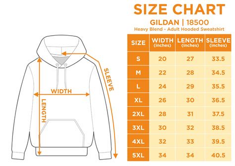 Gildan Size Chart Hoodies
