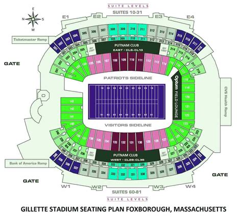 Gillette Stadium Detailed Seating Chart