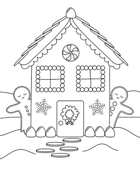 Gingerbread House Coloring Sheets Printables