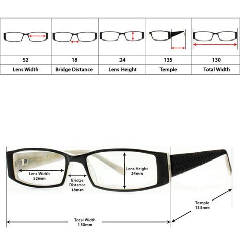 Glasses Frame Sizes Chart