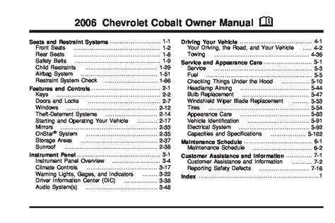 Gm Canada Cobalt 2006 Owners Manual