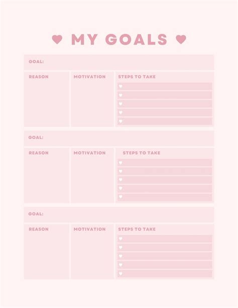 Goal Checklist Template