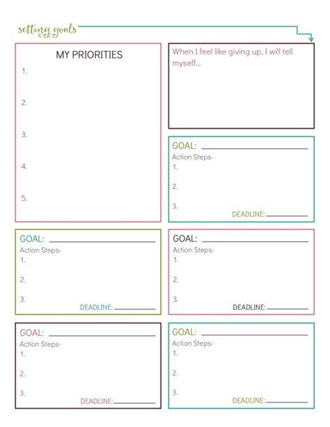 Goal Setting Worksheet Printable