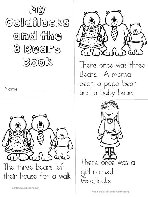 Goldilocks And The Three Bears Printable Book