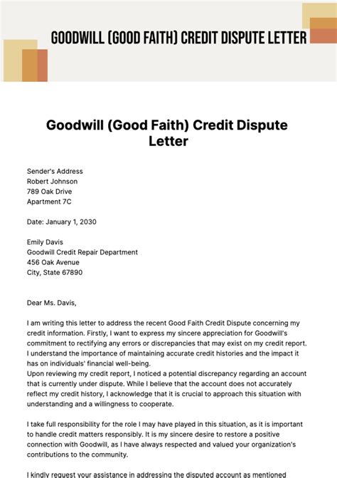 Good Faith Letter Template
