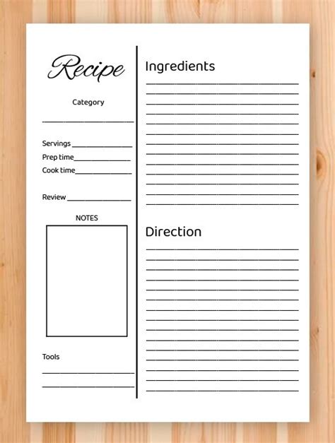 Google Doc Recipe Card Template