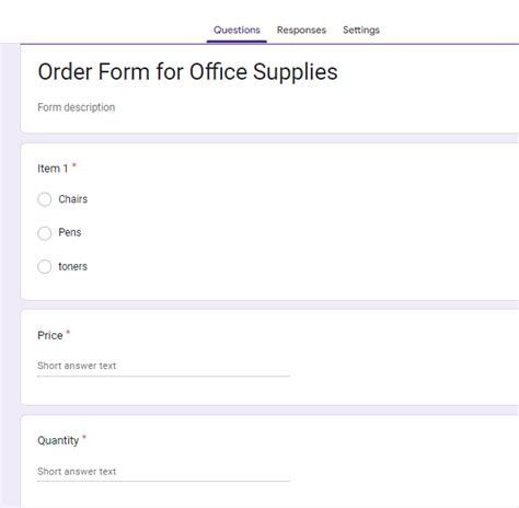 Google Form Order Form Template