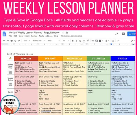 Google Lesson Plan Template