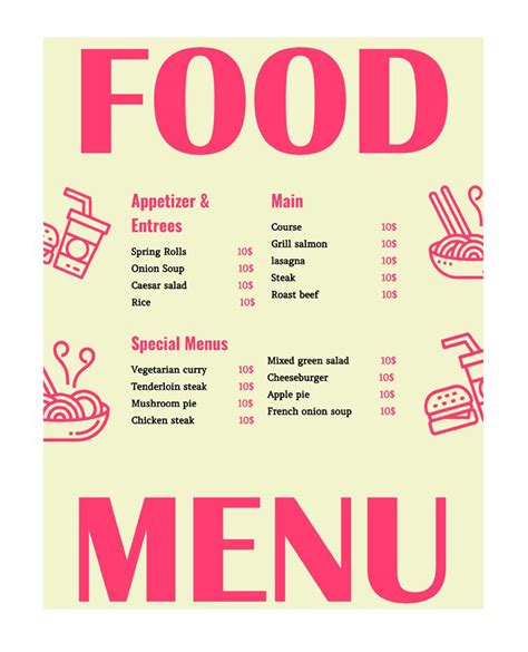 Google Menu Template
