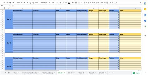 Google Sheets Exercise Template