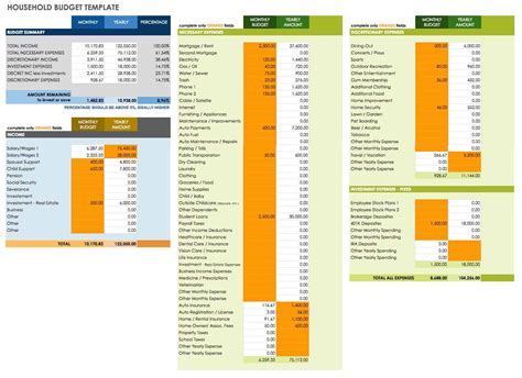 Google Sheets Household Budget Template