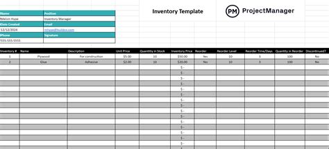 Google Sheets Inventory Template