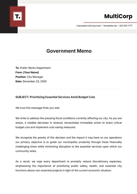 Government Memorandum Template