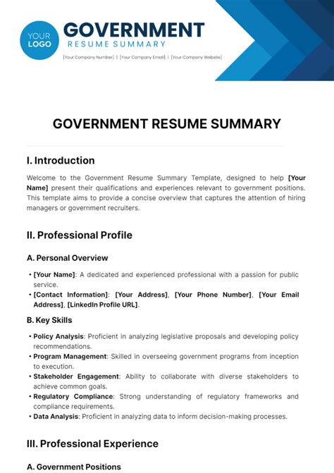 Government Resume Template
