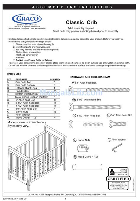 Graco Lauren Crib Instruction Manual