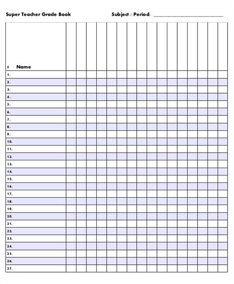 Gradebook Sheet Template