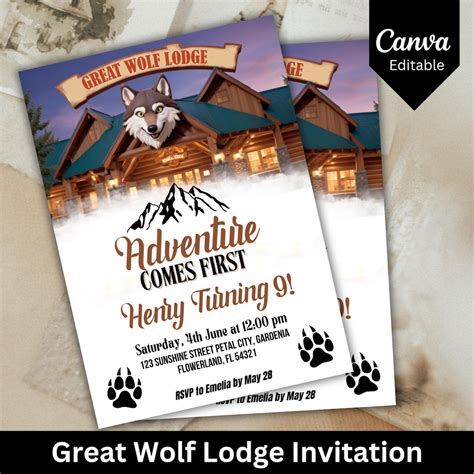 Great Wolf Lodge Invitation Template Free