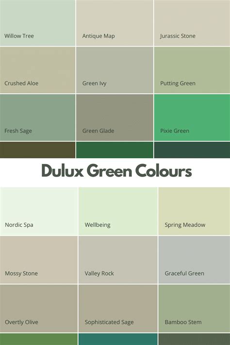 Green Paint Colour Chart